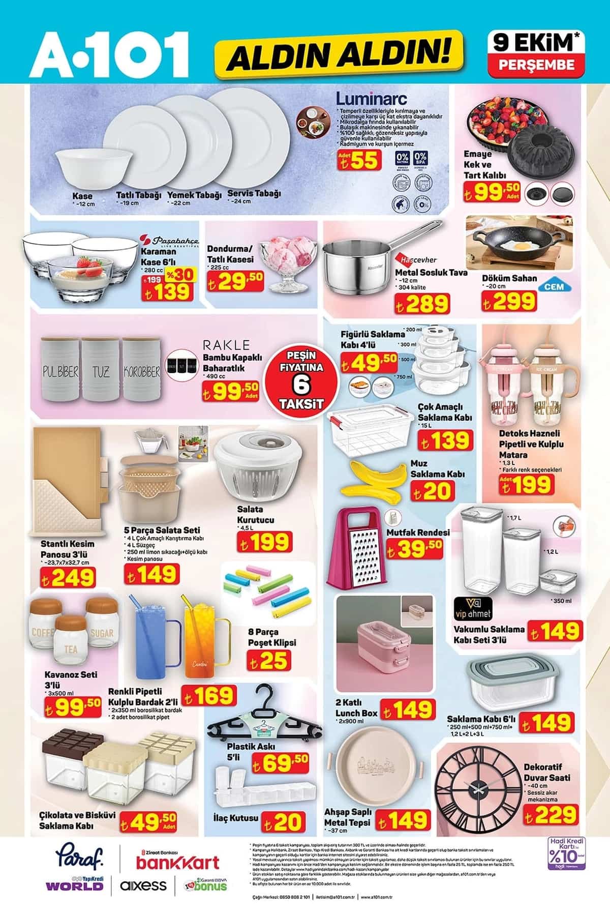 9 ekim A101 katalogu 2025