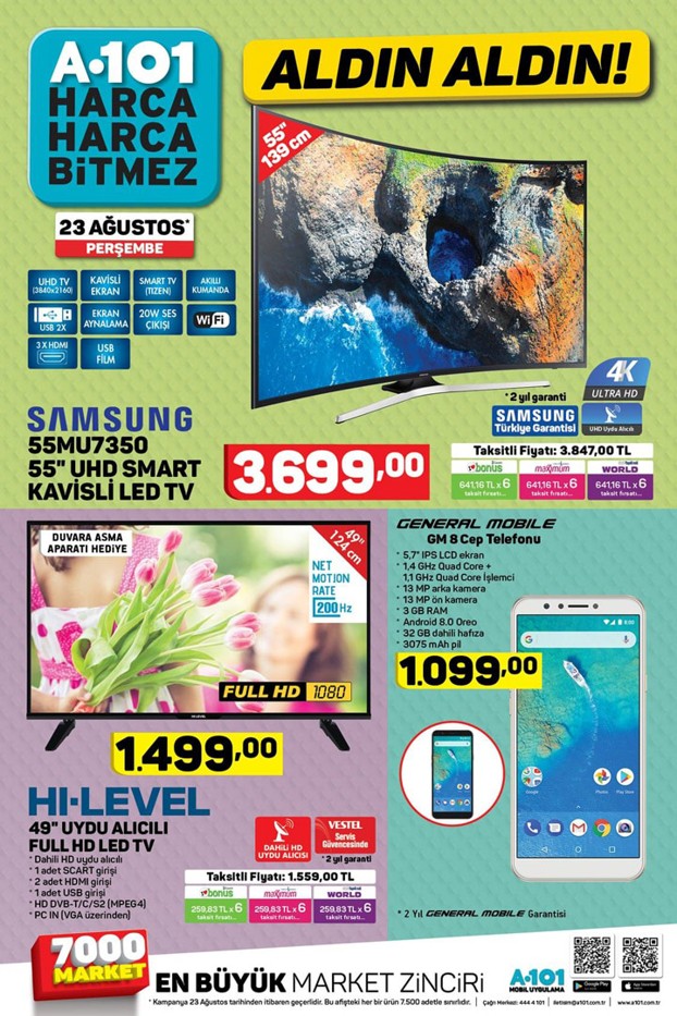 23 agustos a101 aktuel urunler katalogu led tv