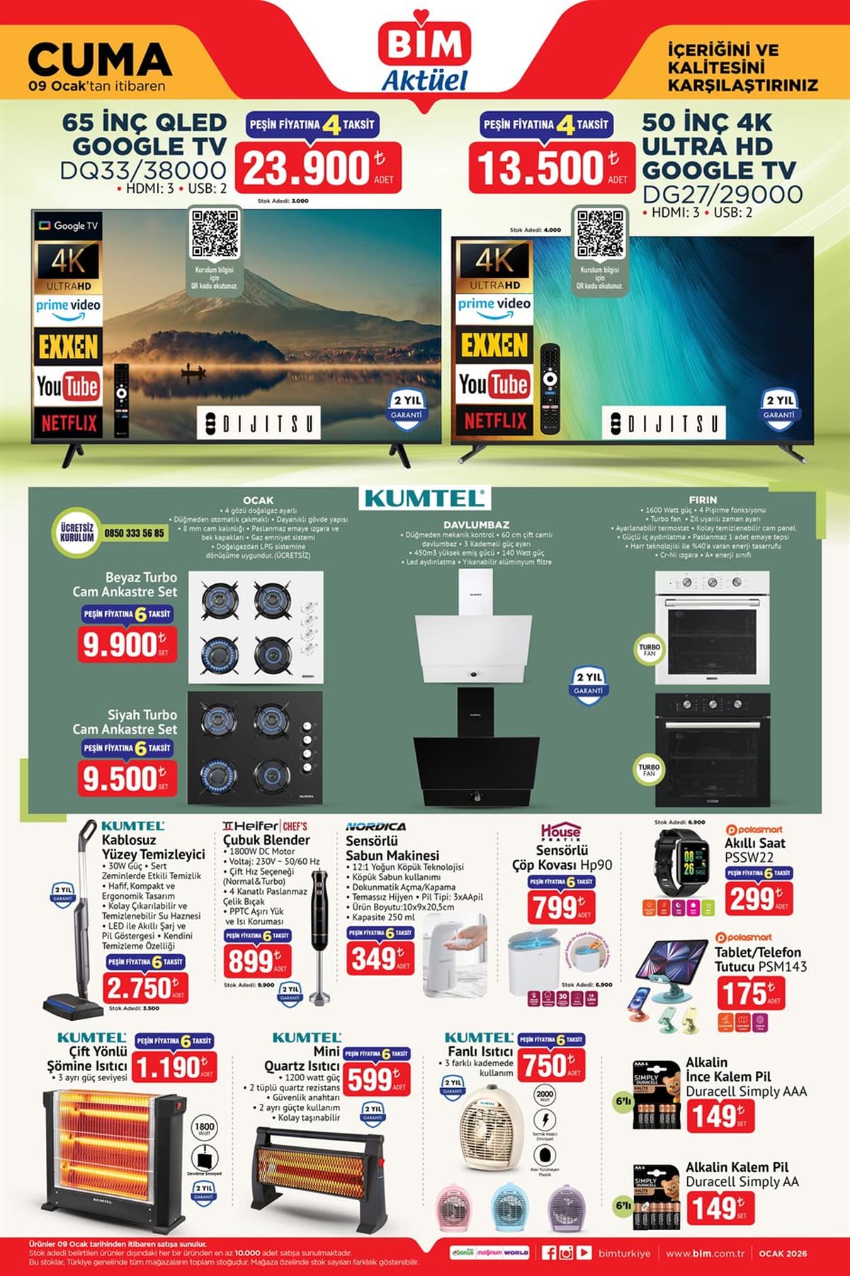 Bim 9 ocak 2026 aktuel urunler