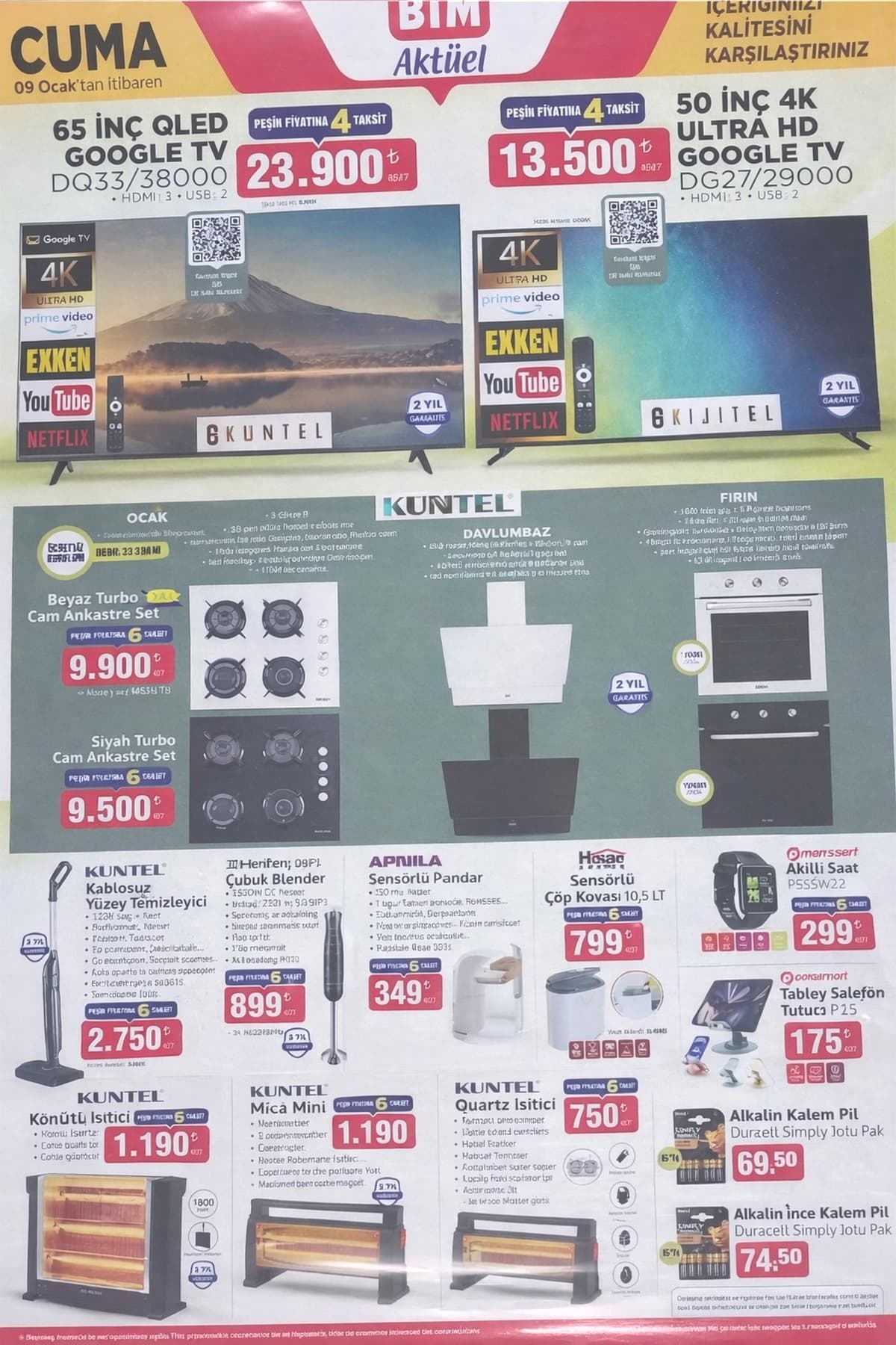 Bim 9 ocak 2026 aktuel urunler